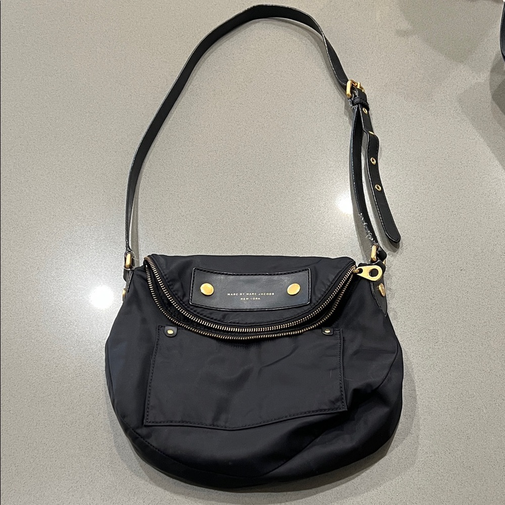 Marc By Marc Jacobs Black Shoulder Bag with Gold Accents